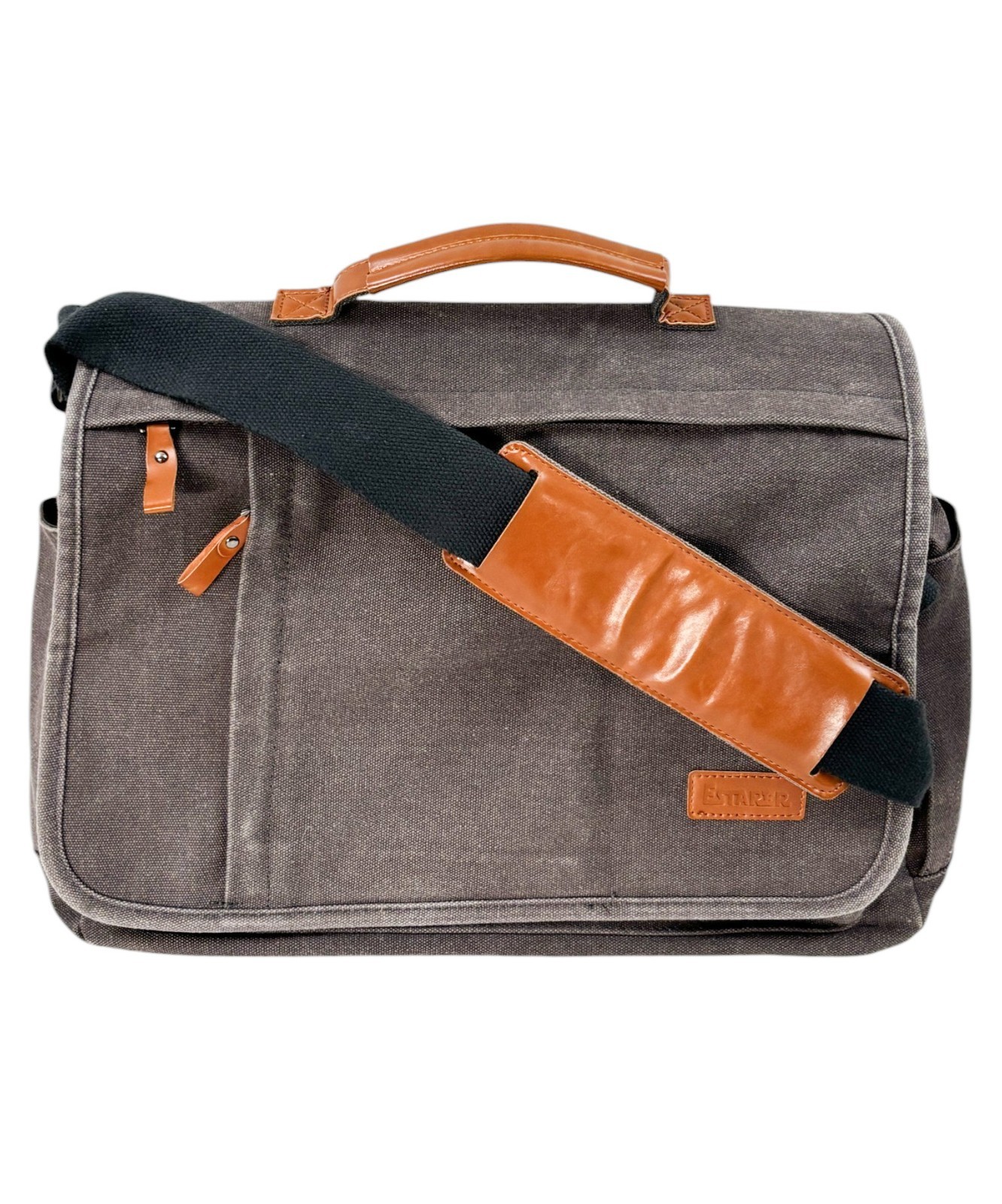 Estarer 17.3 Laptop Messenger Bag Grey Canvas Shoulder Briefcase Work Travel