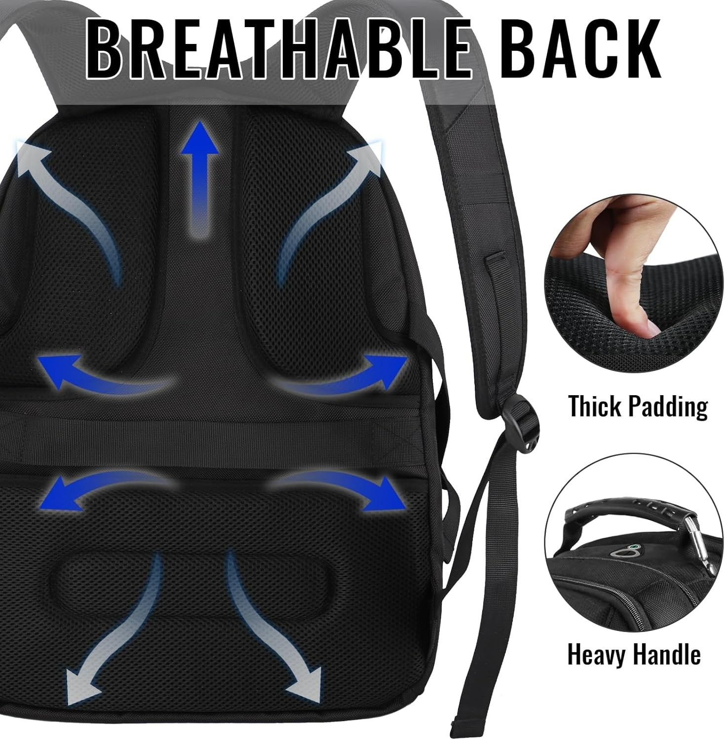 Extra Large 17″ Laptop Backpack Travel Work Bag Water Resistant Black Mens