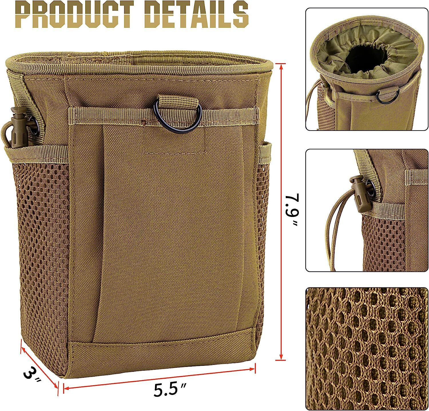 Outdoor Tactical Molle Drawstring Magazine Ammo Pouch Utility Belt Hip Waist Bag