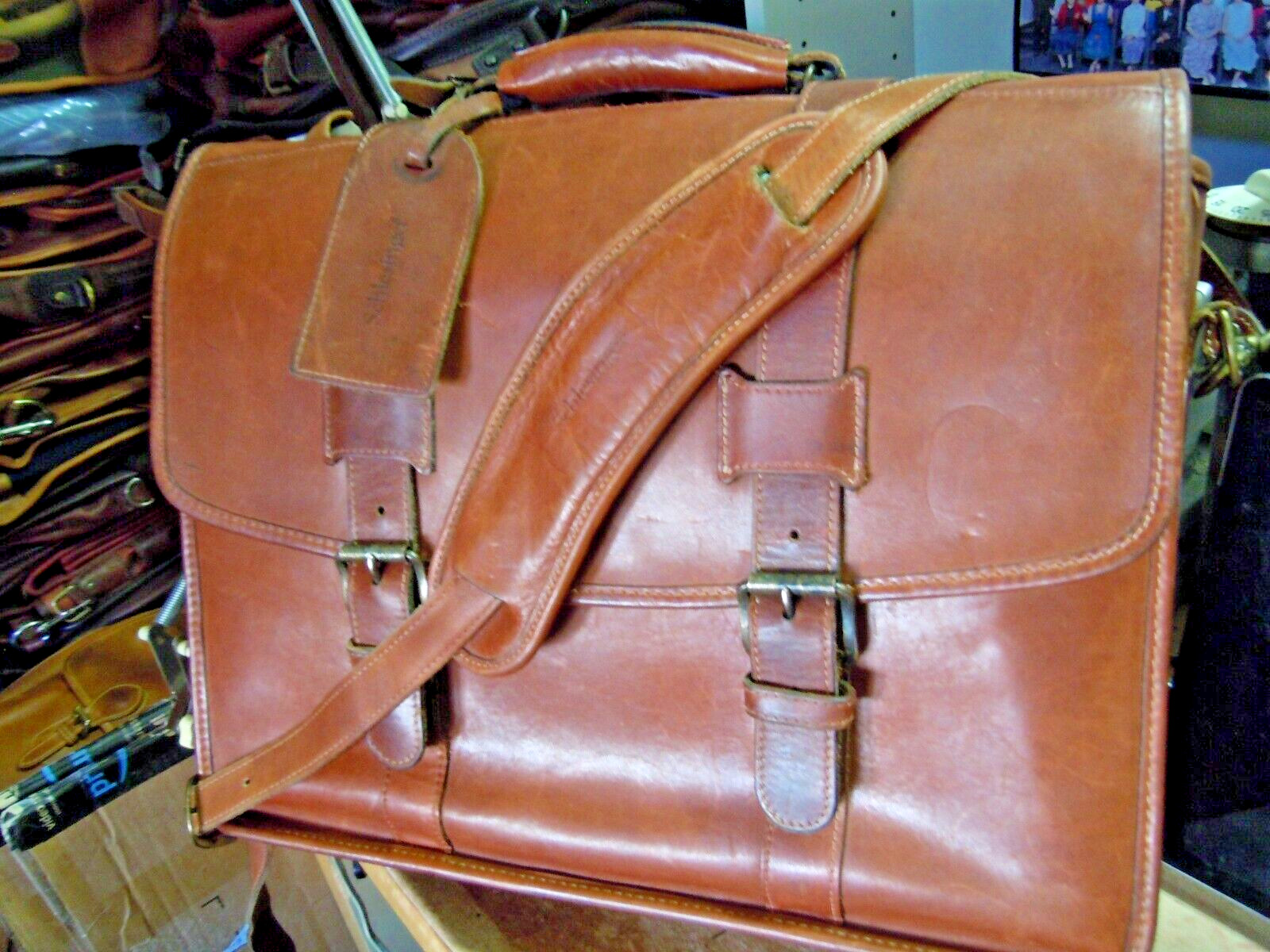 VTG KORCHMAR SCHLESINGER BELTED LEATHER BRIEFCASE USA #7