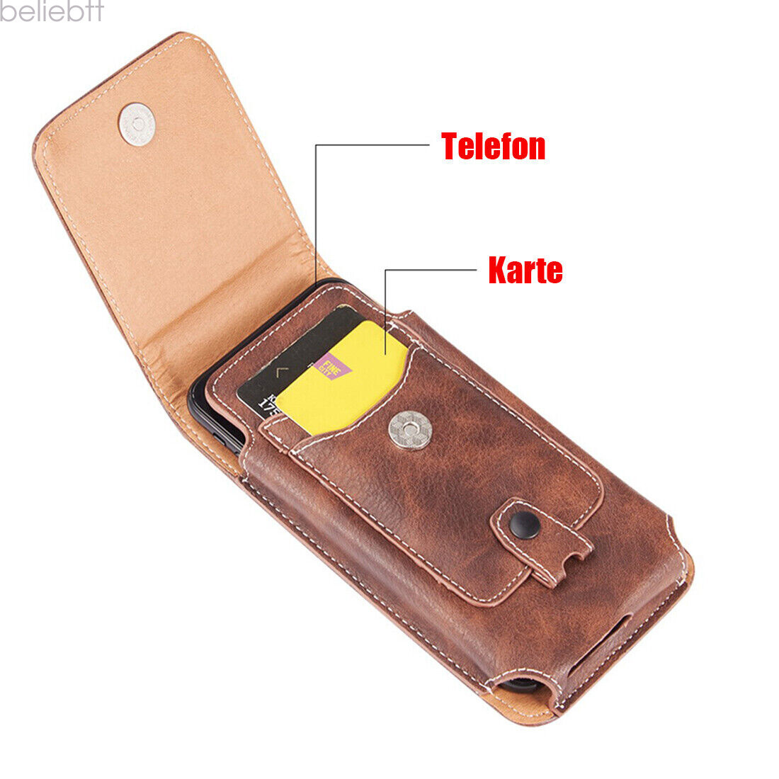 Universal Cell Phone Case Pouch Holster w/ Belt Loop Metal Clip for Large Phones