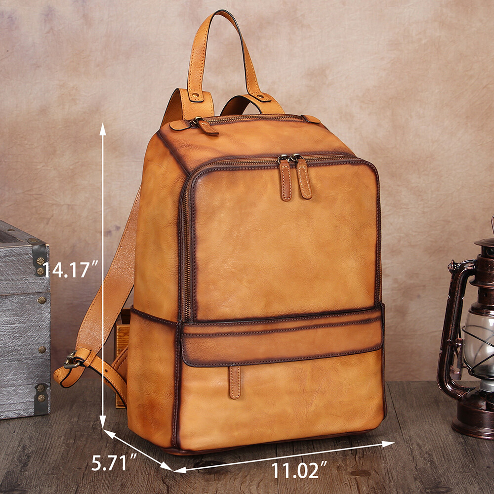 Genuine Leather Backpack Purse Men Vintage Rucksack Daypack for Travel Laptop