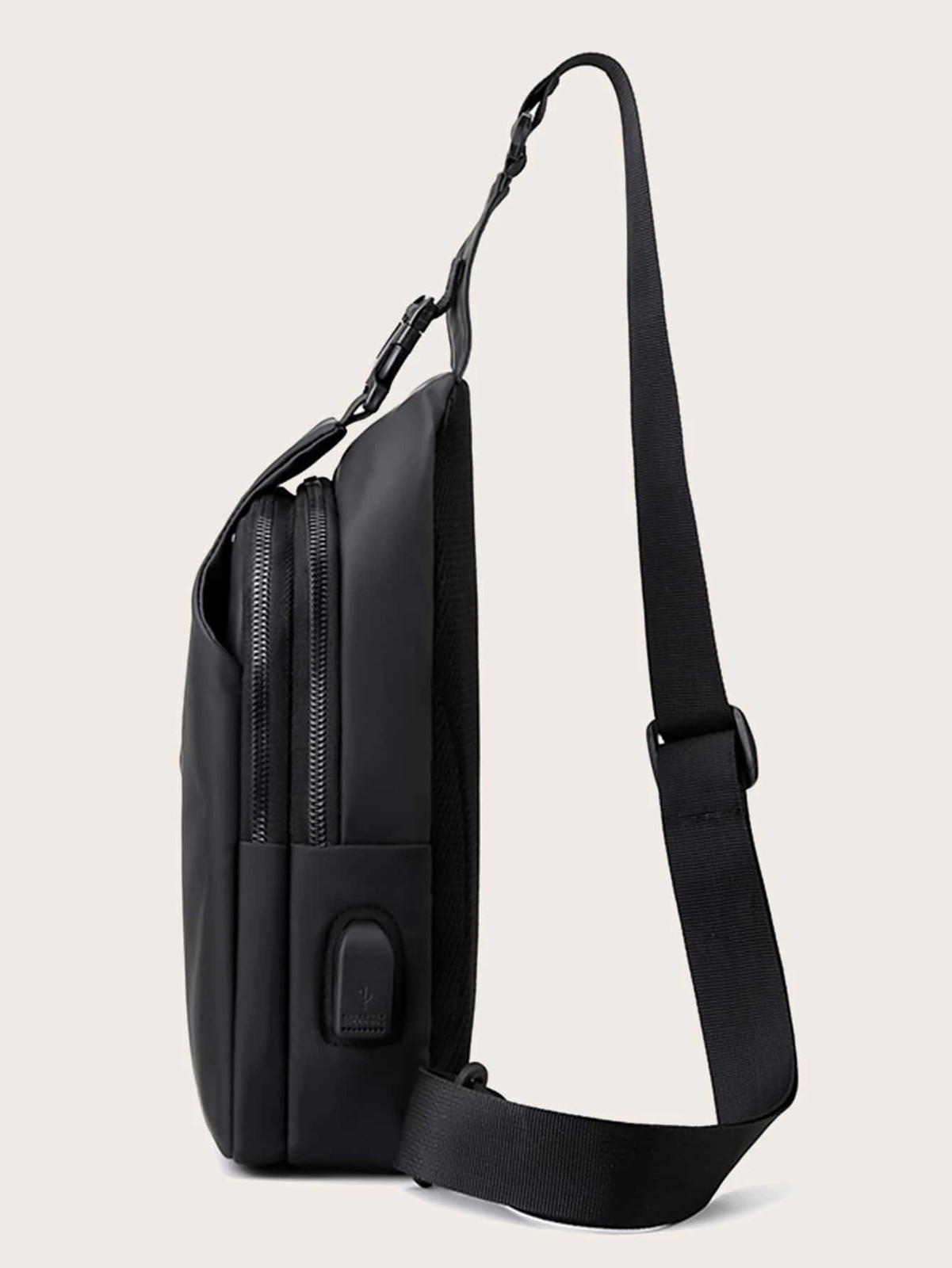 Men’s Sling Backpack Waterproof Anti-theft Shoulder Crossbody Bag Chest USB Port