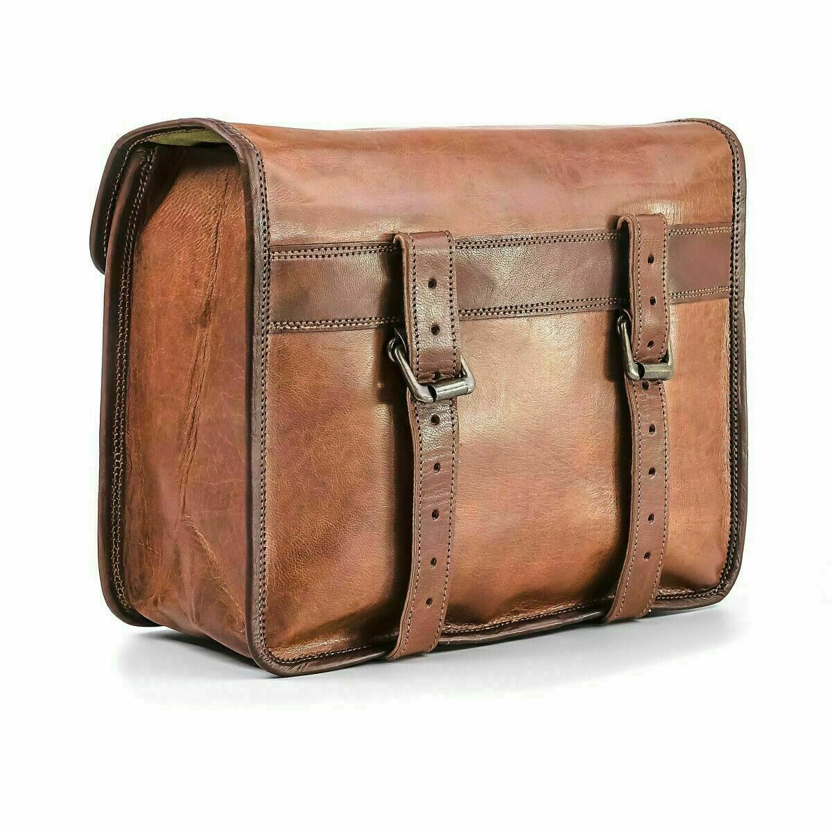 Pair Motorcycle Genuine Leather Saddle Bag Hand-Crafted Panniers Two Side Bag