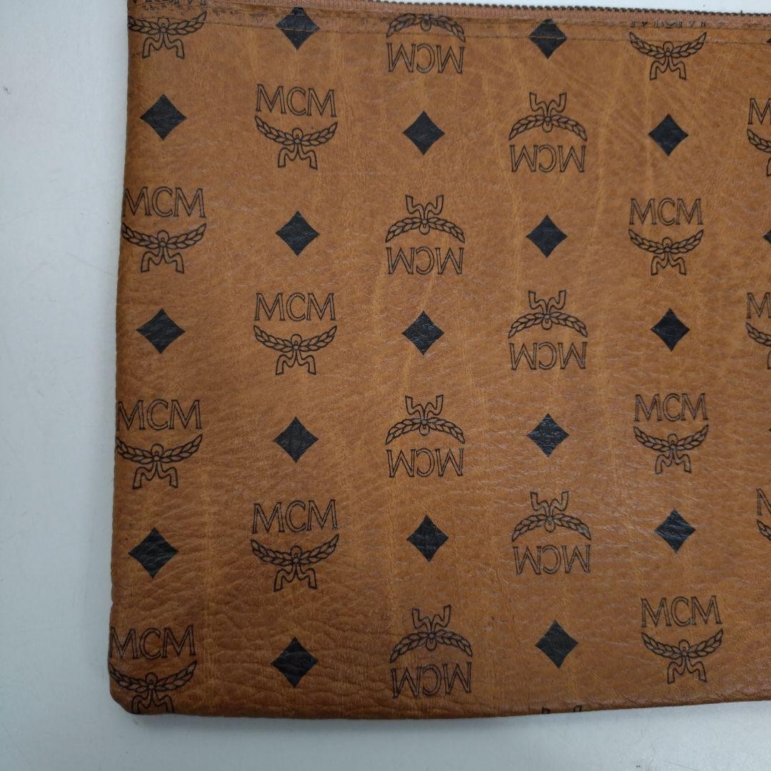 MCM Visetos Authentic Vintage Clutch Bag Brown Handbag Second Bag Travel Pouch