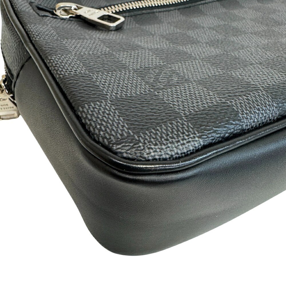 Louis Vuitton Pochette Kasai N41664 Damier Graphite Canvas Clutch Bag Black Gray