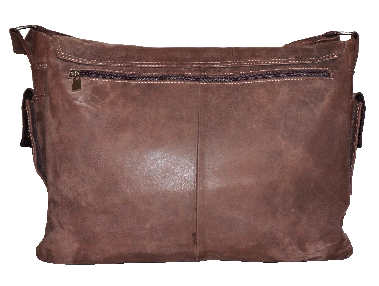 CARTERAS DAMARE Large Brown Distressed Leather Laptop Messenger Crossbody Bag