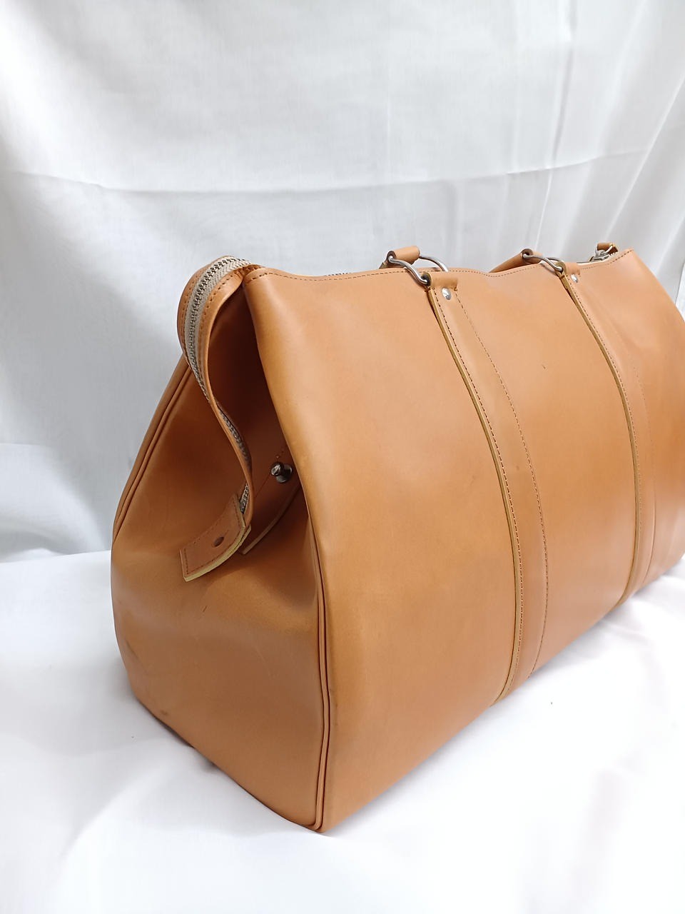 PORTER TAND Boston bag Camel Brown Leather Men Duffle bag Large capacity