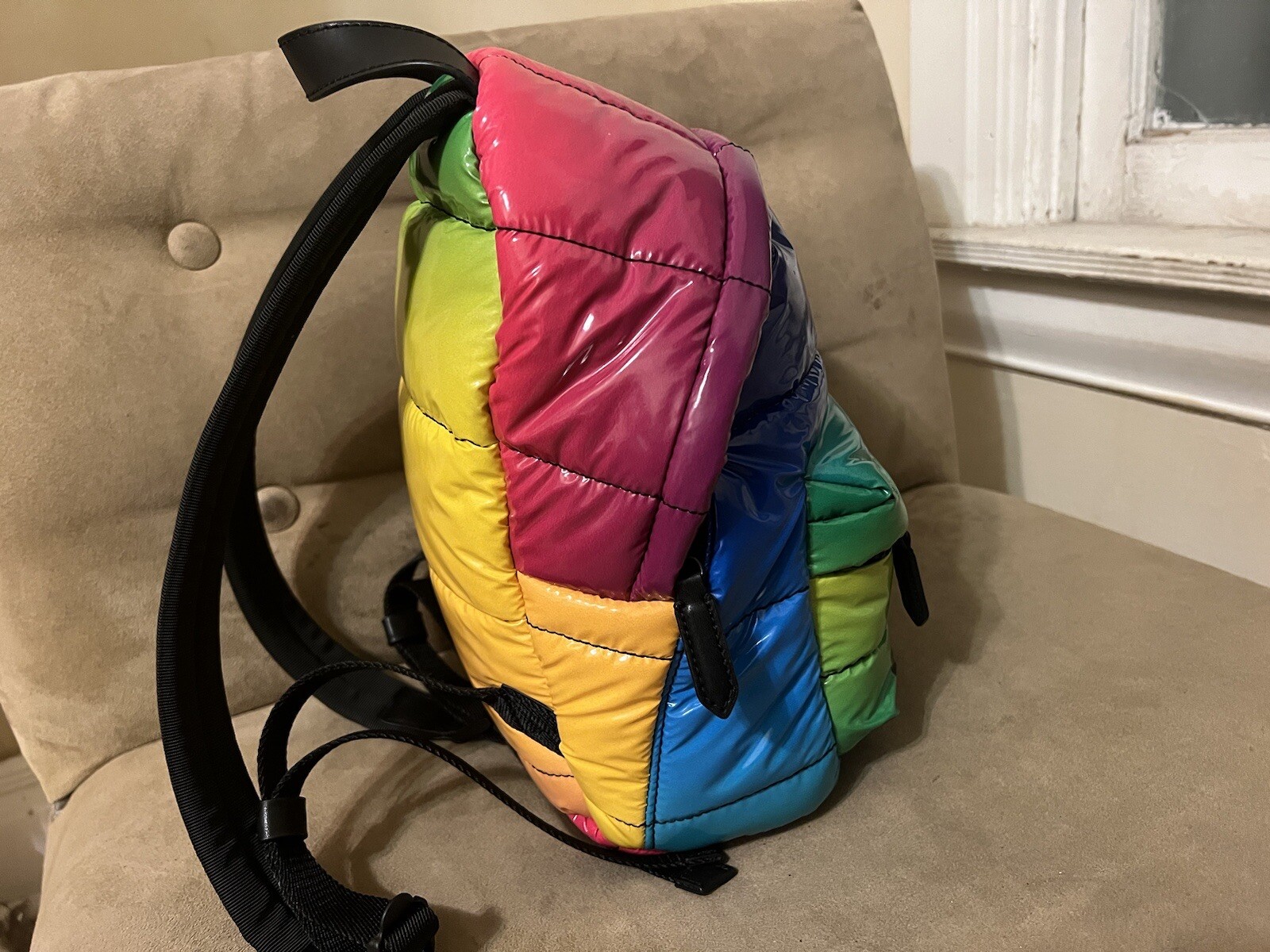 DSQUARED² VERY RARE RAINBOW MULTICOLOR PUFFER SIGNAGTURE SMALL BACKPACK D2