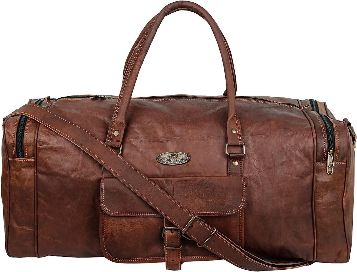 39″ Genuine New Leather Duffel Weekend Overnight Travel Gym Bag Luggage