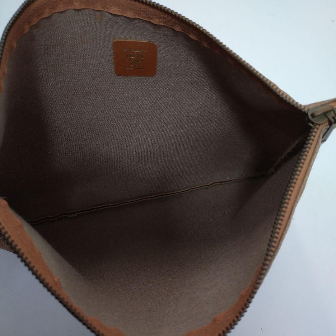 MCM Visetos Authentic Vintage Clutch Bag Brown Handbag Second Bag Travel Pouch