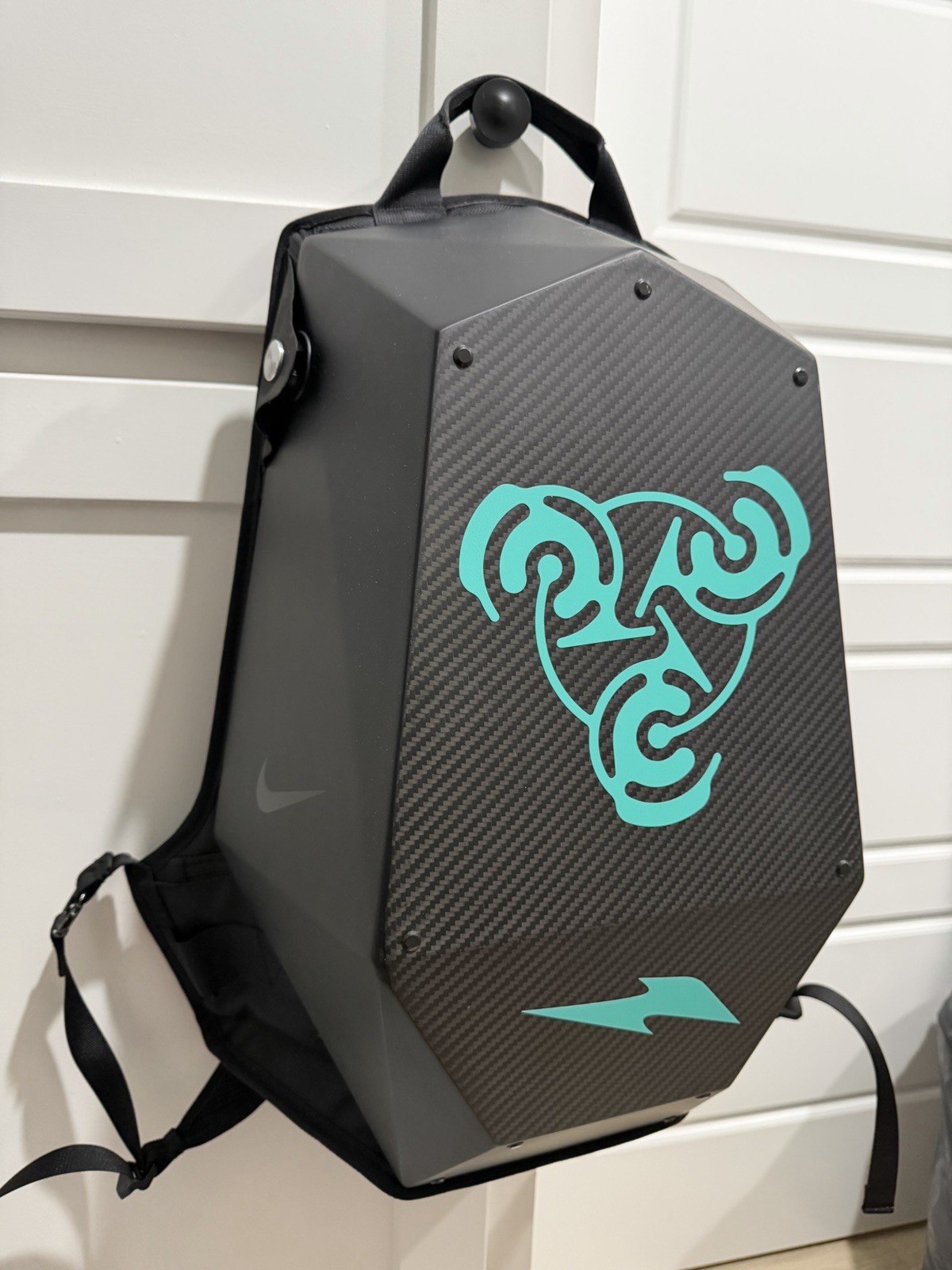 RARE Nike Hard Shell Backpack Black/Gray/Green, Adjustable Padded Straps