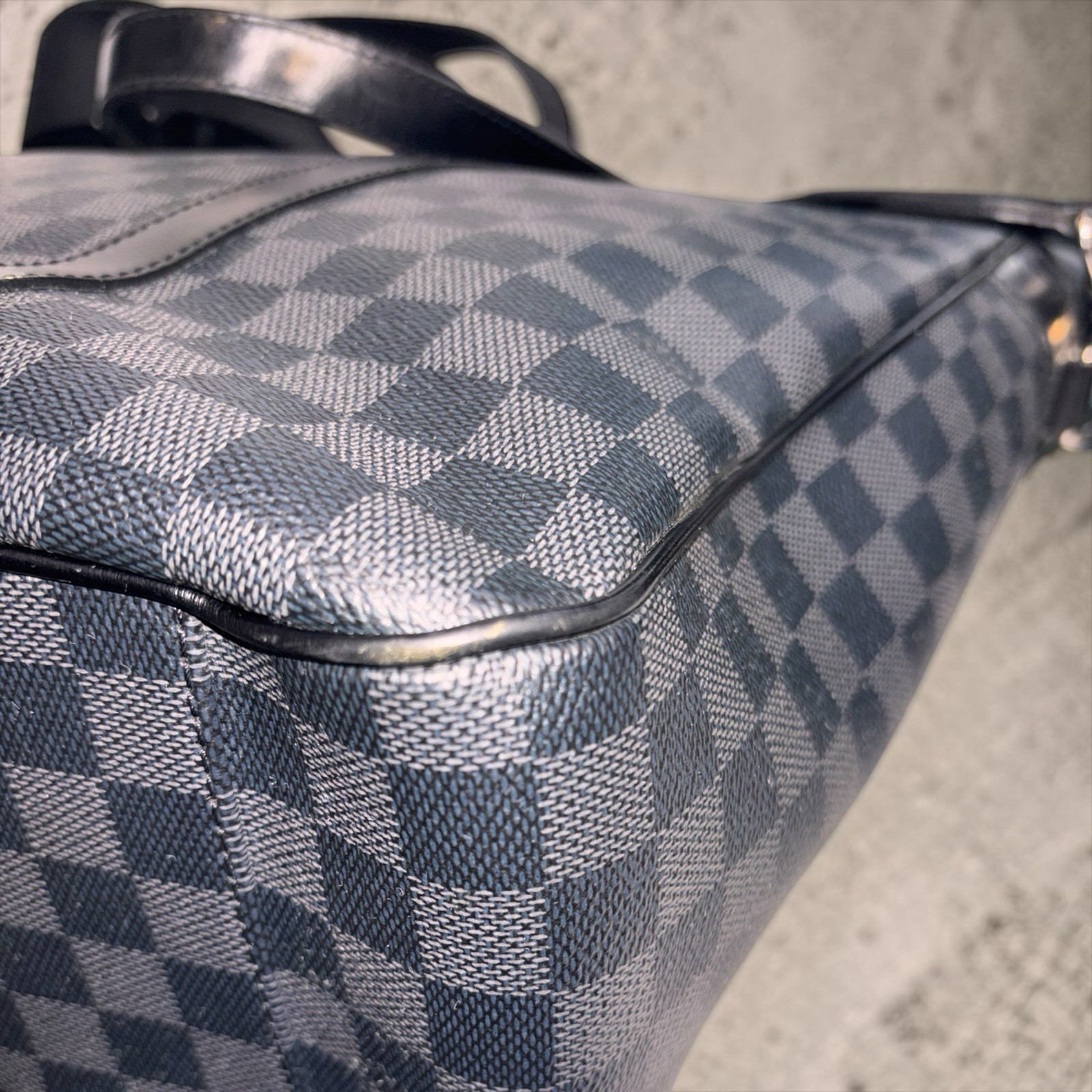 Louis Vuitton Tadao Tote PM Black Leather Damier Graphite