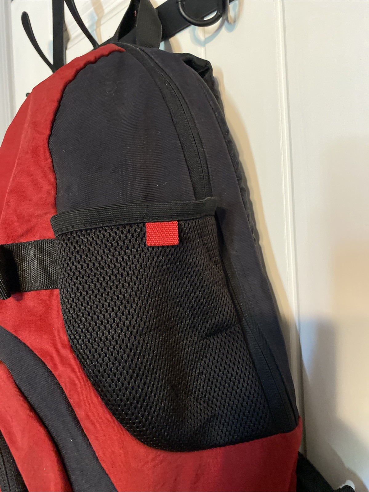 Large Red And Black Backpack, Multiple Zipper Pockets, Shoulder & Carry Strap