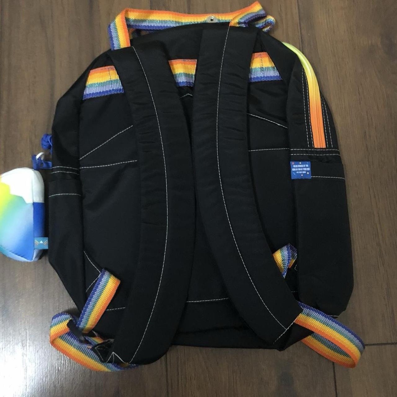 Mokuyobi Atlas Backpack Black Rainbow Trim, Zip Closure, Adjustable Straps