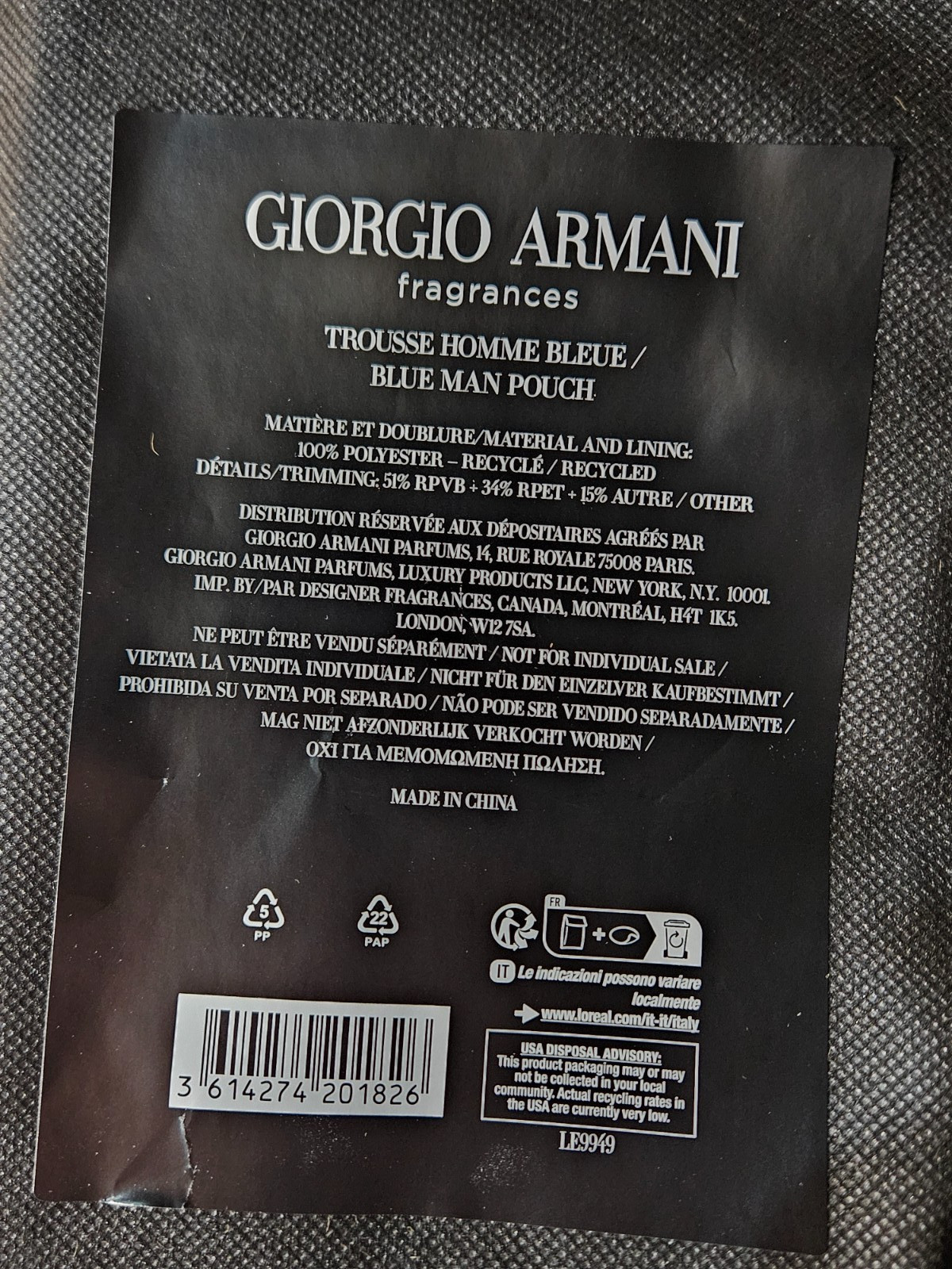 Giorgio Armani Man Pouch Navy Hanging Bag Travel Toiletry Case NEW #J4-1