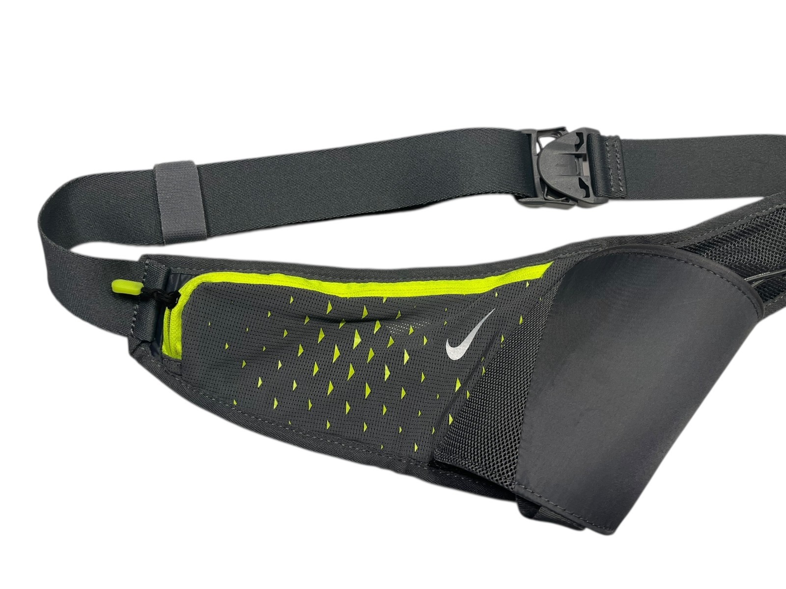 NIKE RUNNING Swoosh Gray/Neon WATER-BOTTLE WAIST BAG Gym Track Fanny Hike Pack