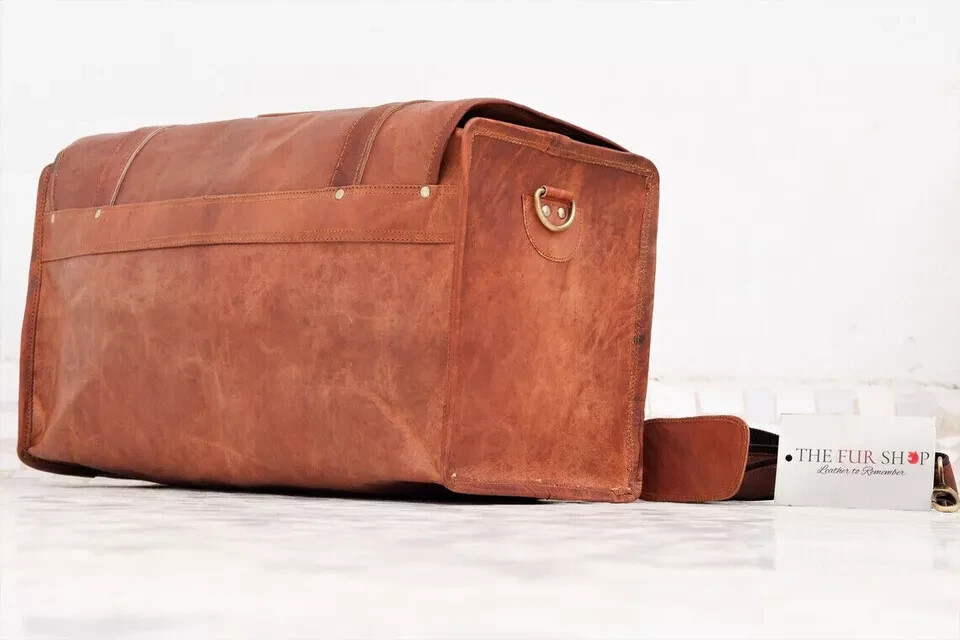 Men’s Spacious Weekender Leather Travel Luggage Gym Genuine Duffel Bag 28″
