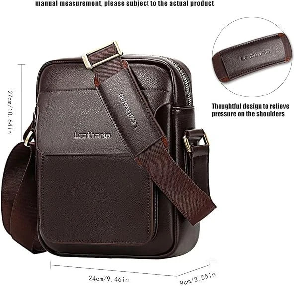 Crossbody Bag For Men Vegan Leather Shoulder Messenger Purse Sling Satchel Ba…