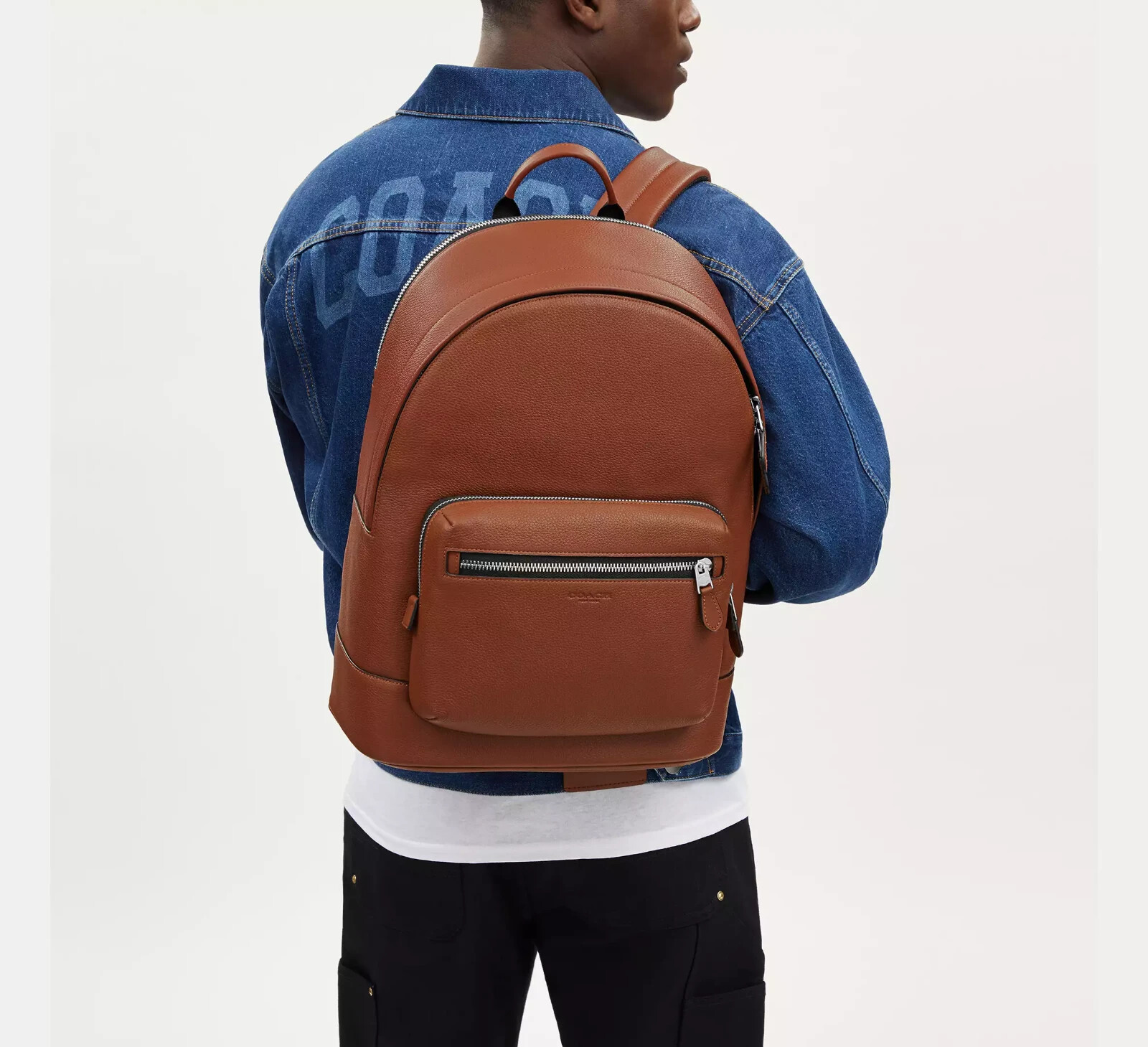 NWT Coach CU105 Men’s West Backpack In Redwood Brown Pebble Smooth Leather Bag