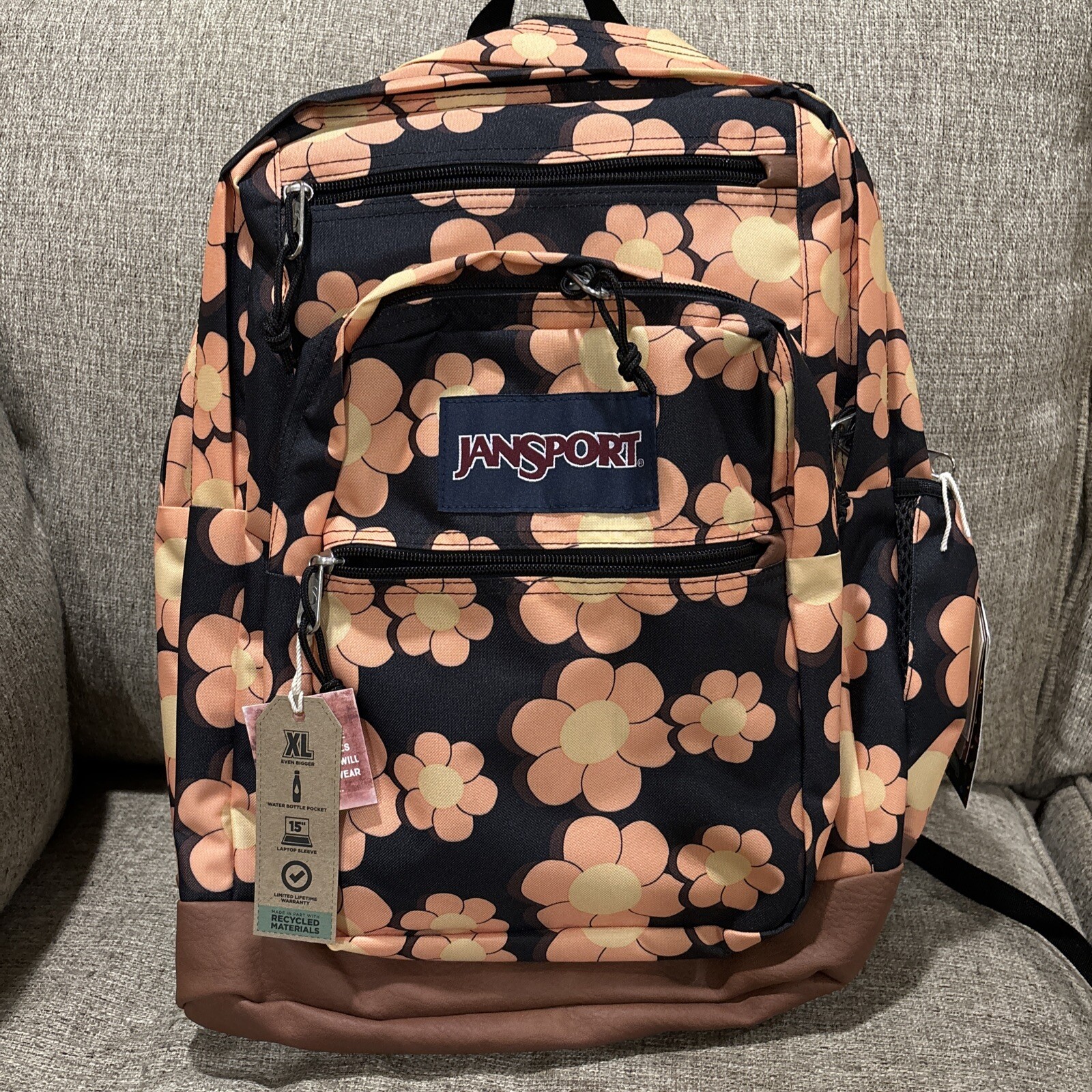 JanSport Cool Student Backpack FLOWER FRENZY 34 L x 17 x 12 x 8 In NWT