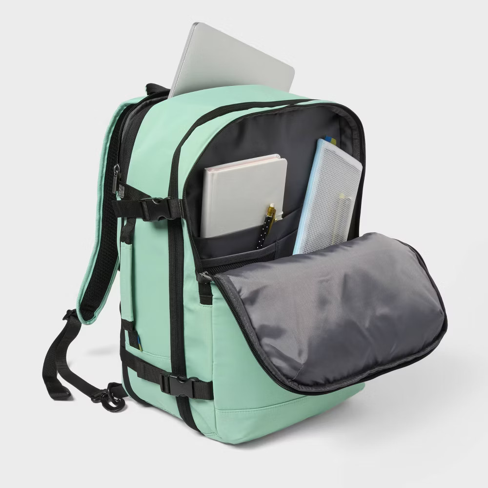 40L Travel Backpack with Expansion – Open Story Sage Green