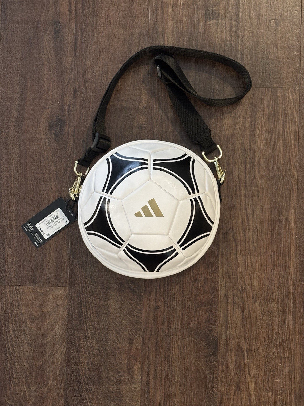 adidas Soccer Ball Crossbody Bag White Black Logo FIFA Adjustable Strap JL4146