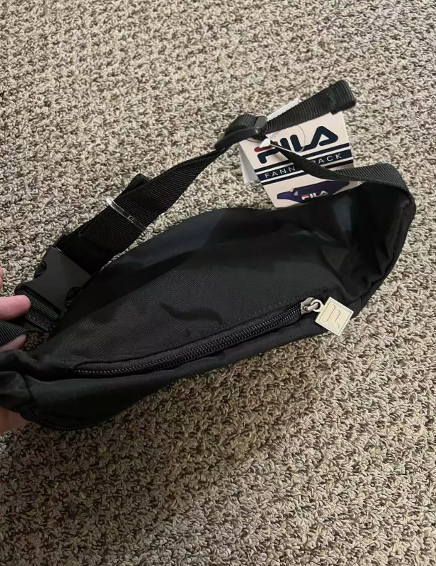 Fila Unisex Black Three Compartments Nylon Polyester Belt Bag / Fanny Bag