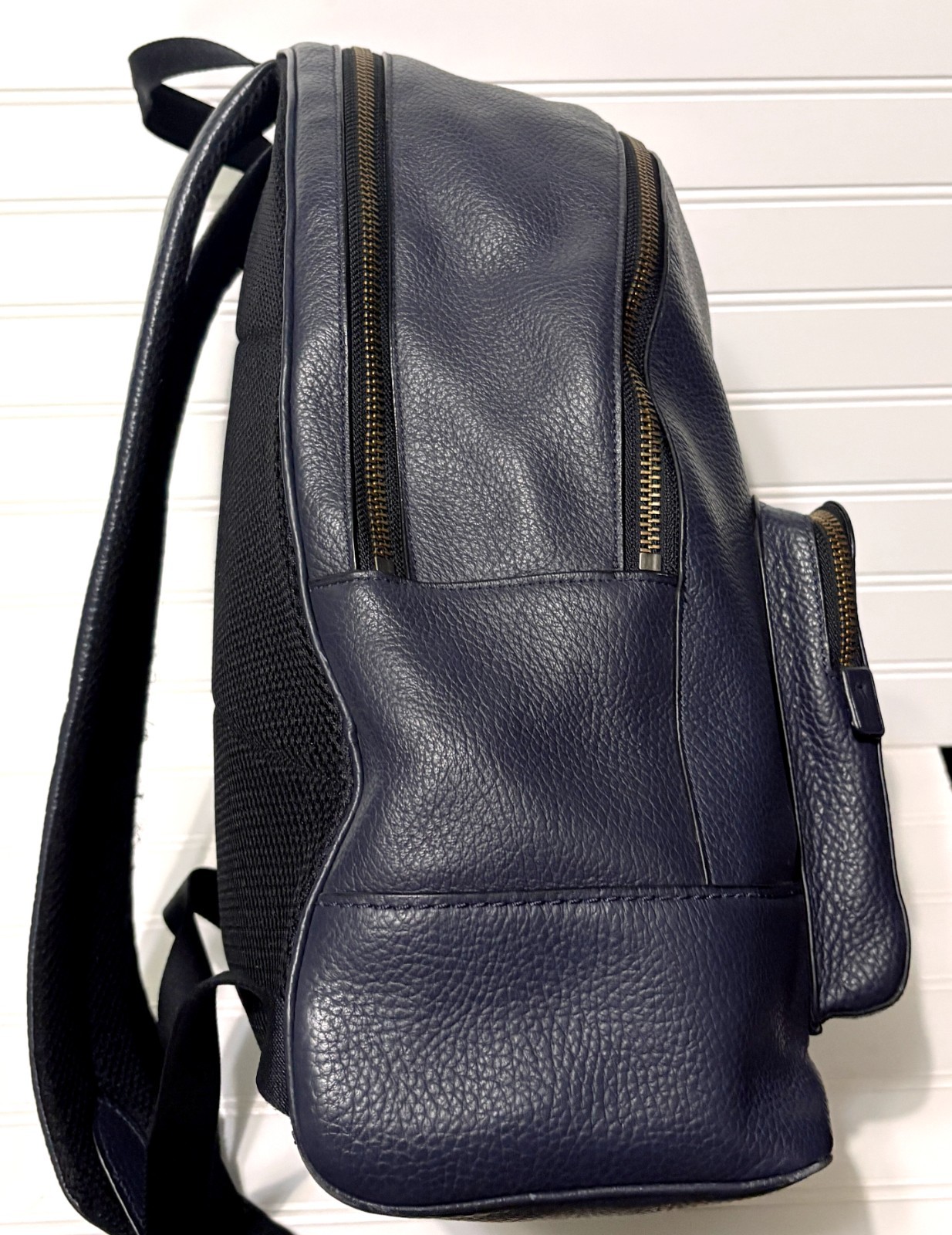COACH West Navy Blue Large Pebbled Leather Backpack Bag F23247 Mens Womens