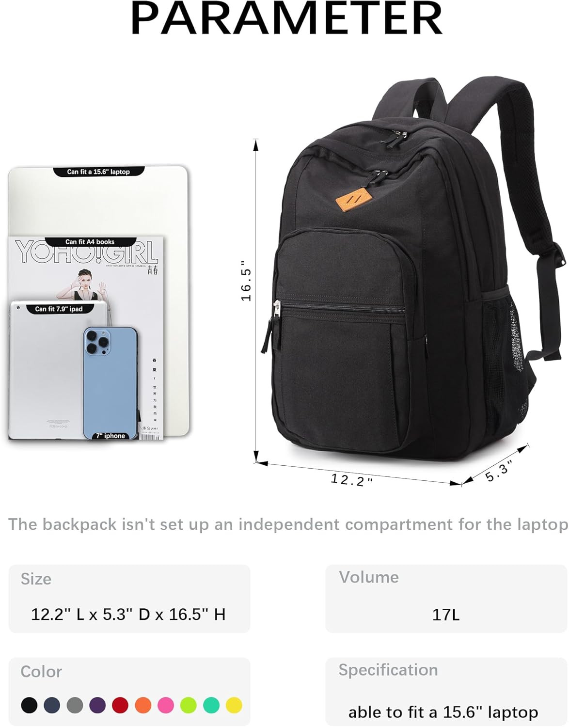 Classical Basic Travel Backpack for School Water Resistant Bookbag
