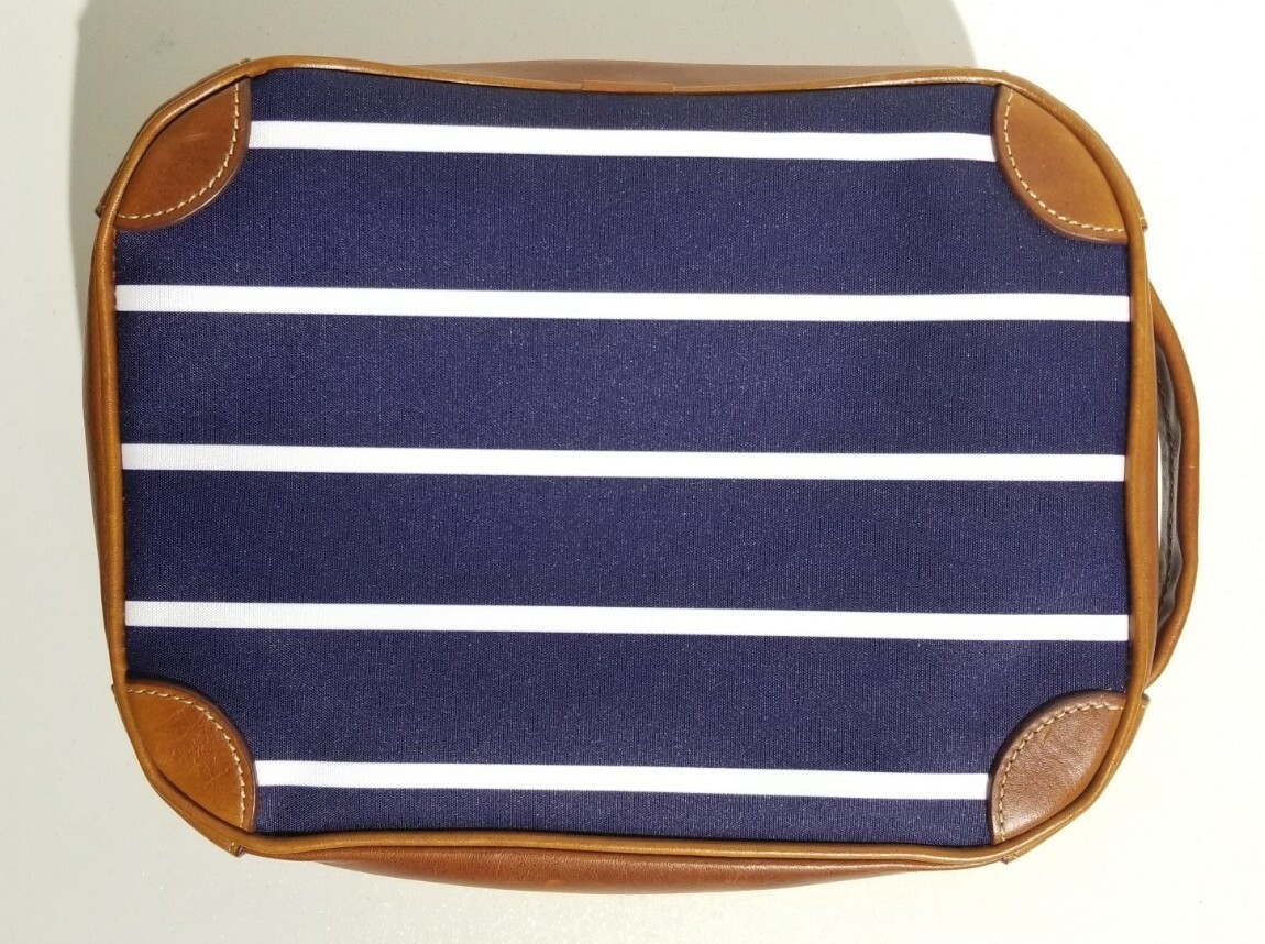 Rare Barrington “U.S. Open” Navy Blue & White Stripe Toiletry / Dopp Bag