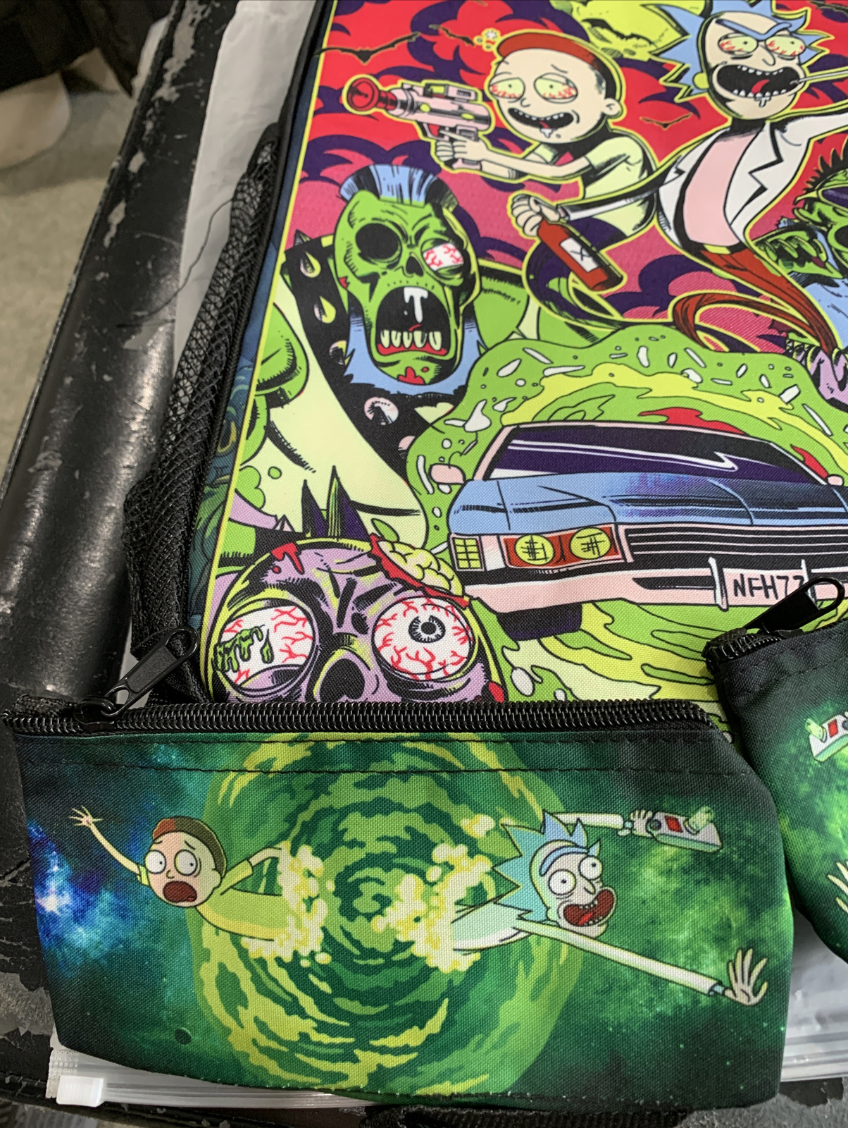 Rick and Morty Acid Trip Reversible Rare Backpack W/Coin Purse(2) – New!