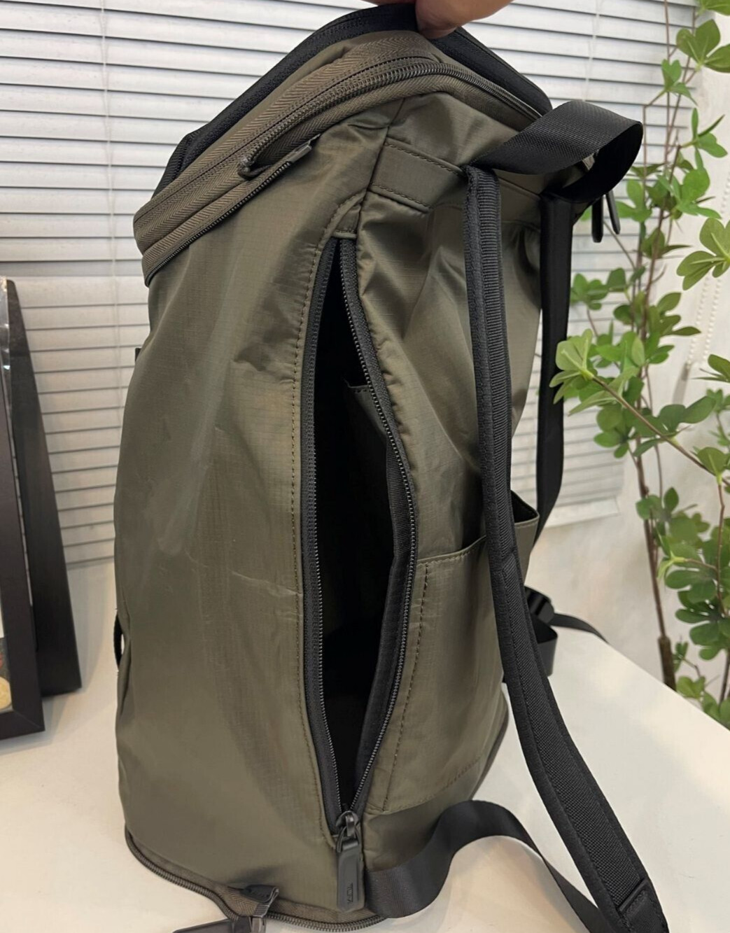 TUMI ALPHA BRAVO Packable Backpack 232816 Khaki Gym Travel Outlet Product