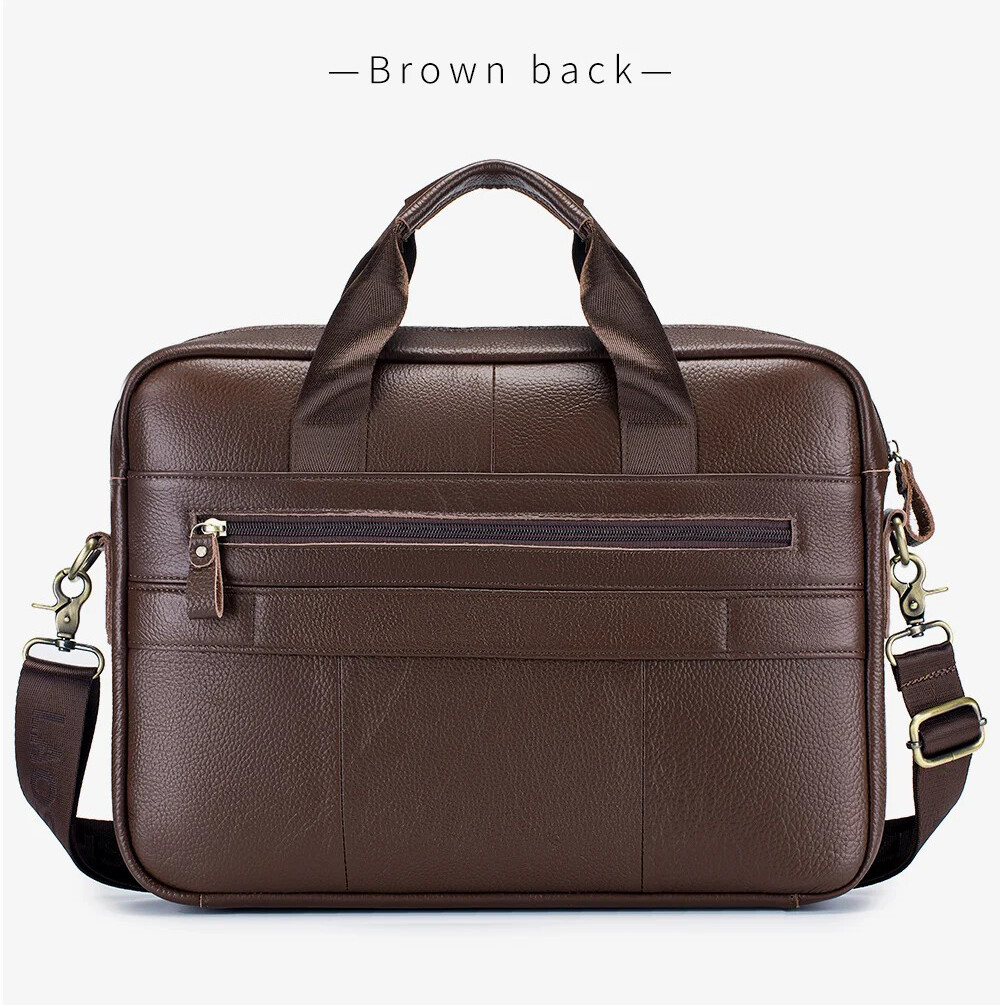 Men’s genuine leather 14 inch notebook bag, men’s office and business handbag