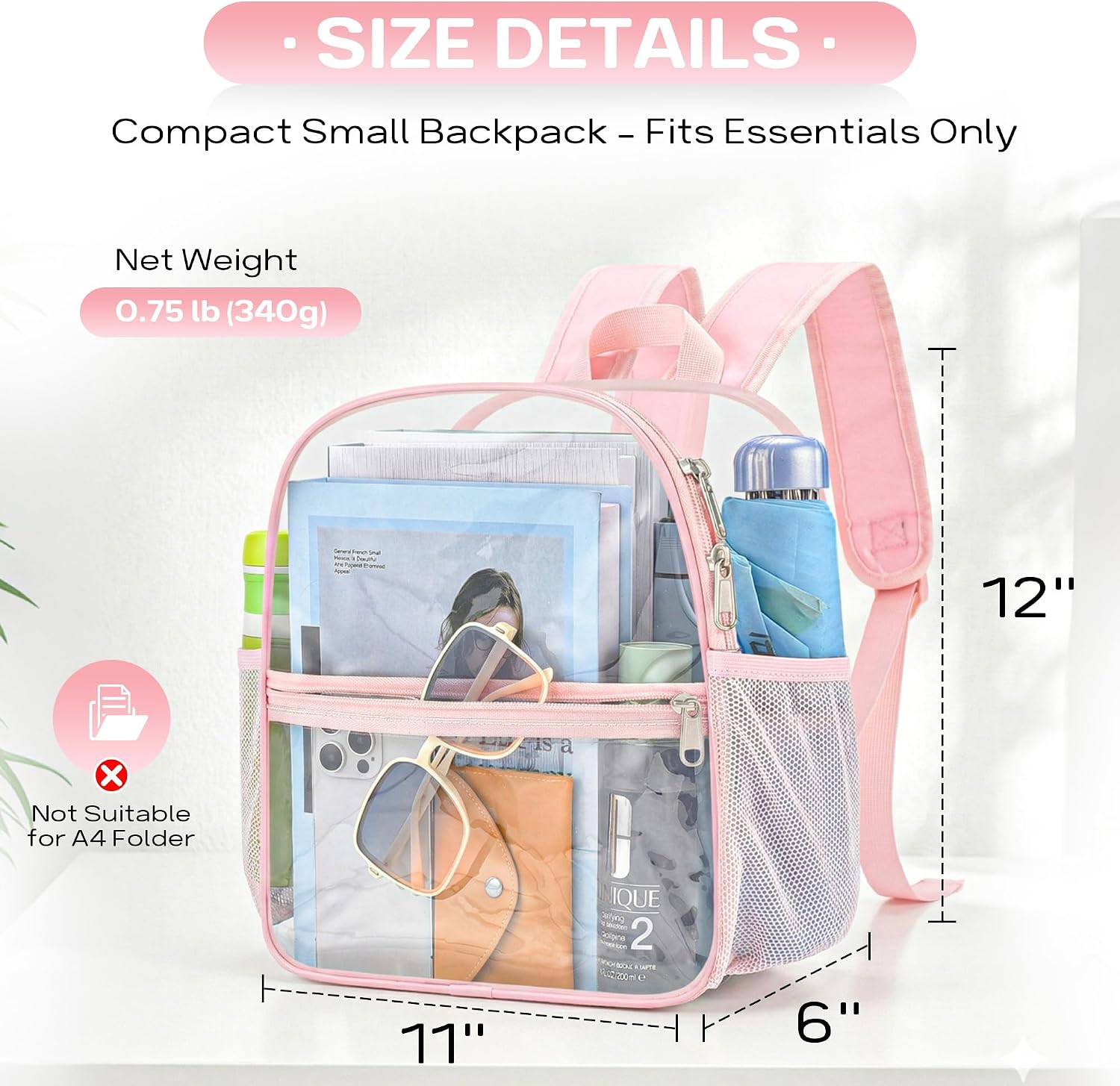 Clear Backpack for Stadium Events Stadium Backpack Waterproof 12X6X12 Clear Bag