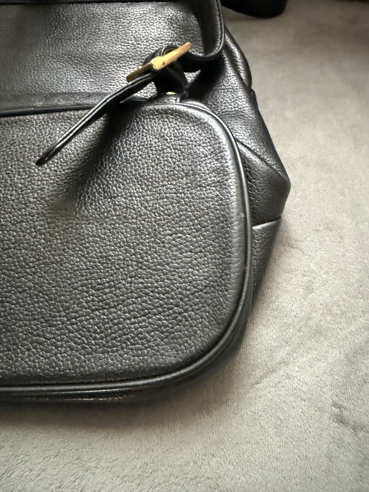 Authentic MCM Black Leather Studded Backpack Medium Drawstring Gold Hardware