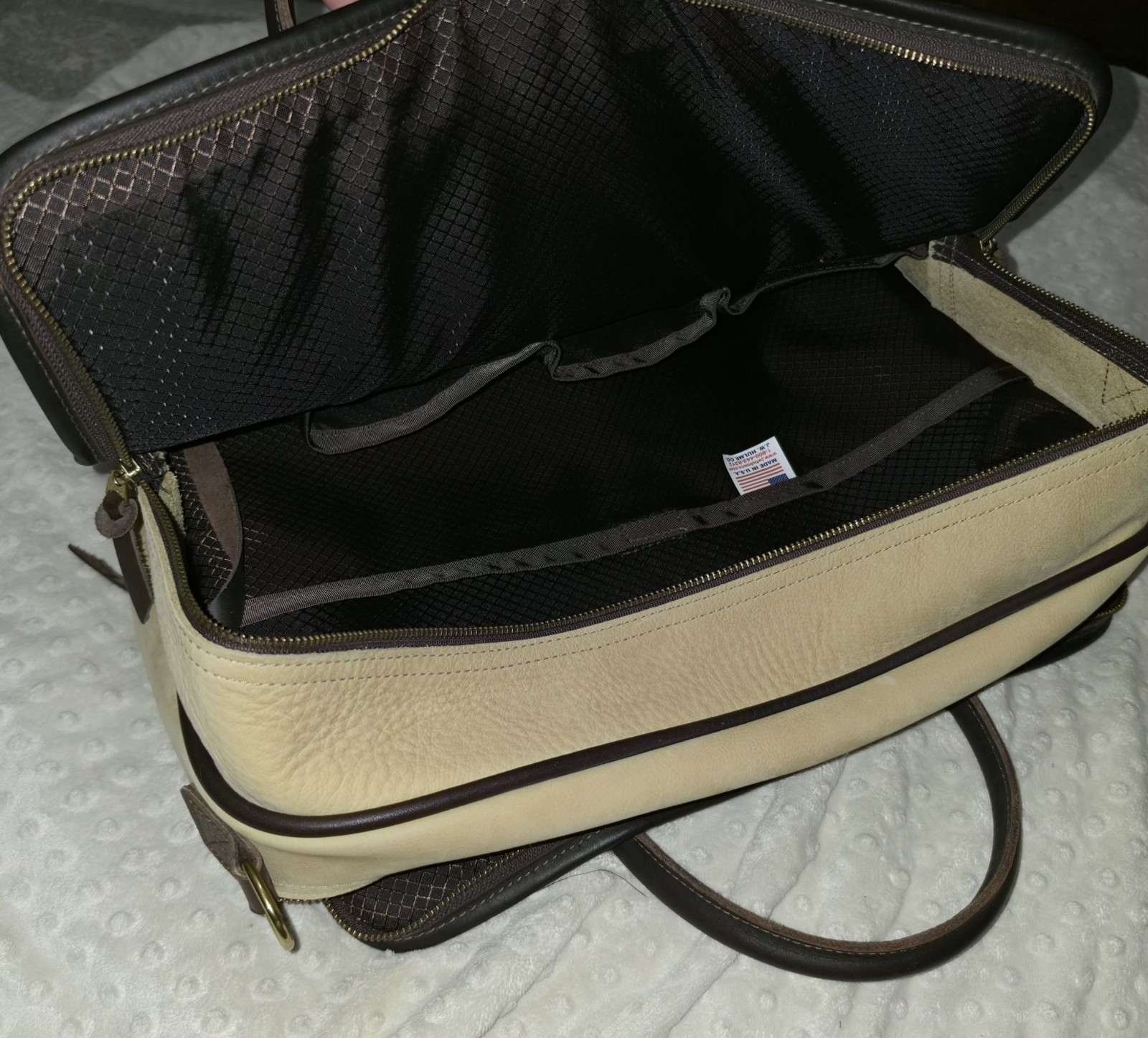 J. W. Hulme Smooth Full-Grain Brown & Tumbled Tan Leather Attache-Style Bag