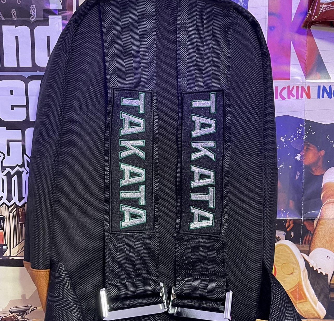JDM Bride Racing Backpack Takata Seatbelt Shoulder Straps Harness Black/Green