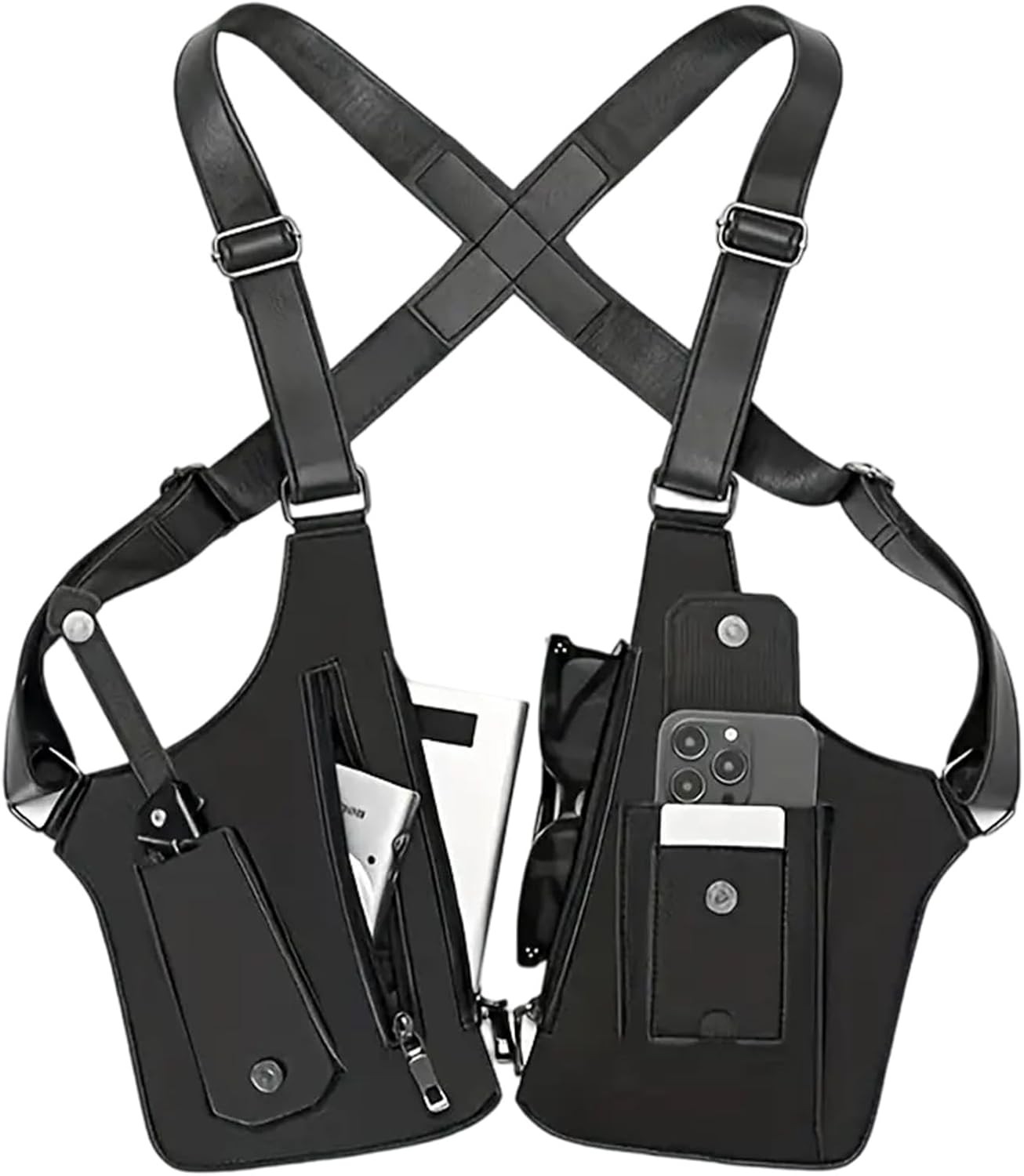 PU Leather Adjustable Underarm Shoulder Bag for Men, Anti-Theft Shoulder Holster