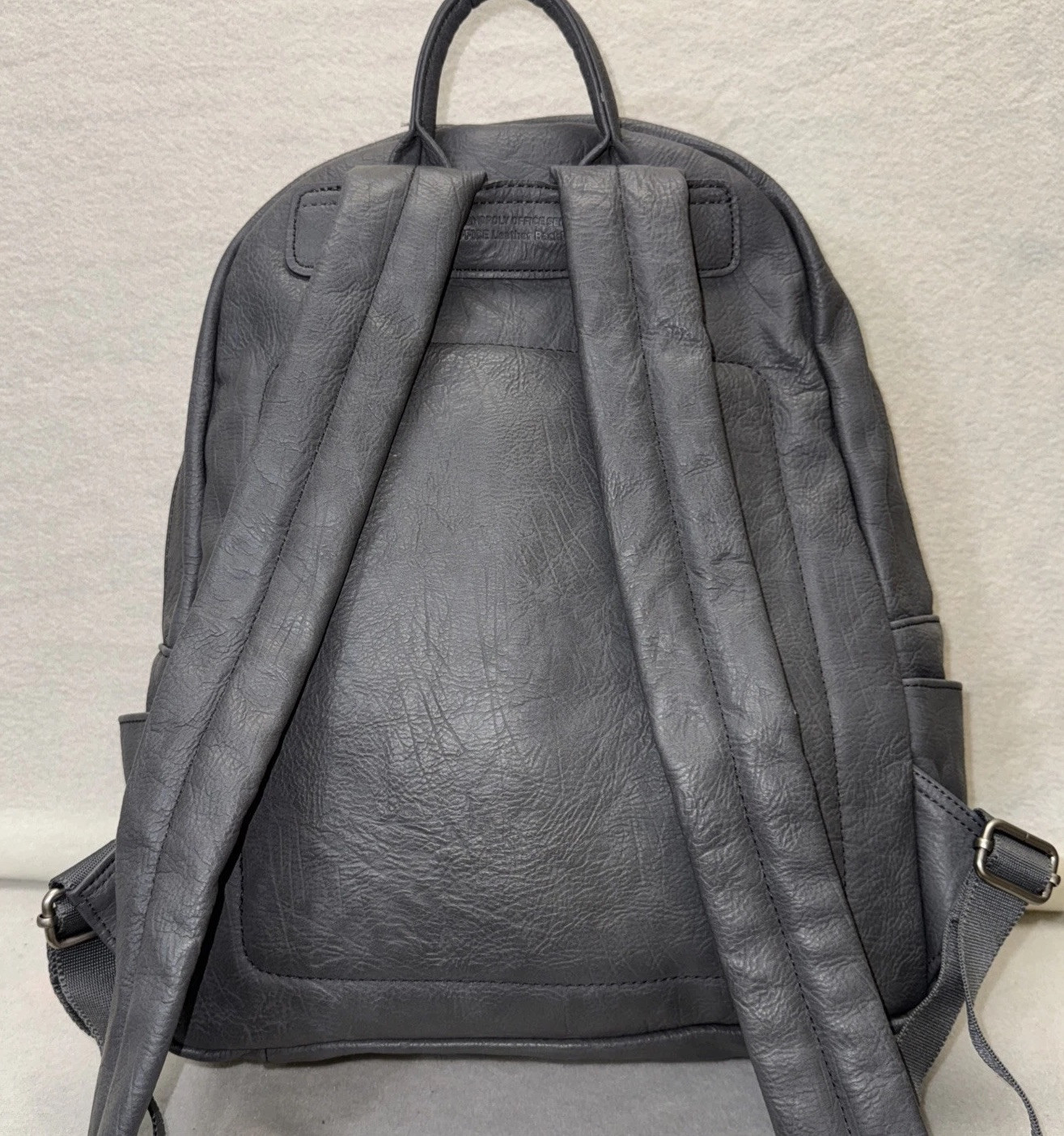 Monopoly Office Faux Leather Backpack Daily Laptop Bag Gray 13×11 Discontinued