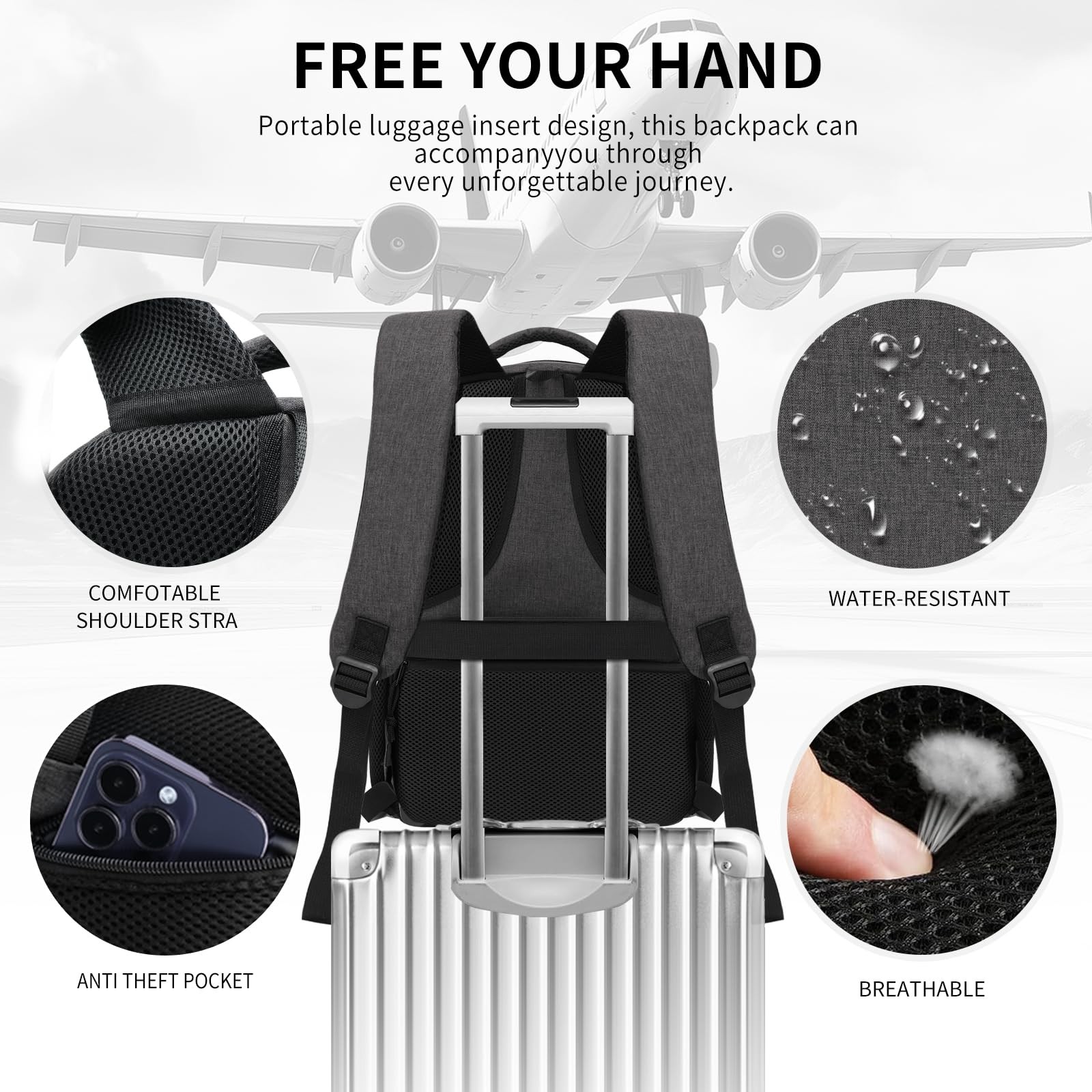 Black Backpacks for Men, Backpack for School, School Backpack for Boys Teens,…