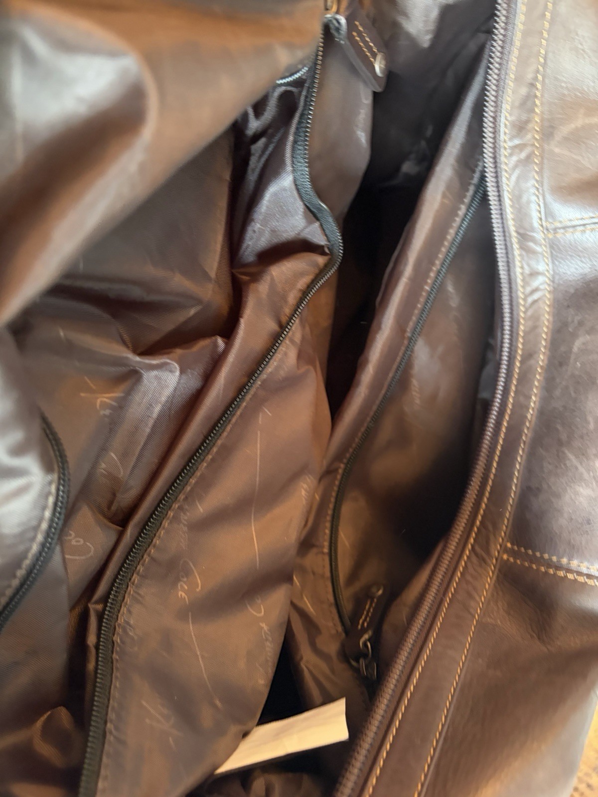 Kenneth Cole Dark Brown Genuine Leather Duffle Weekender Travel Bag Vintage Y2K