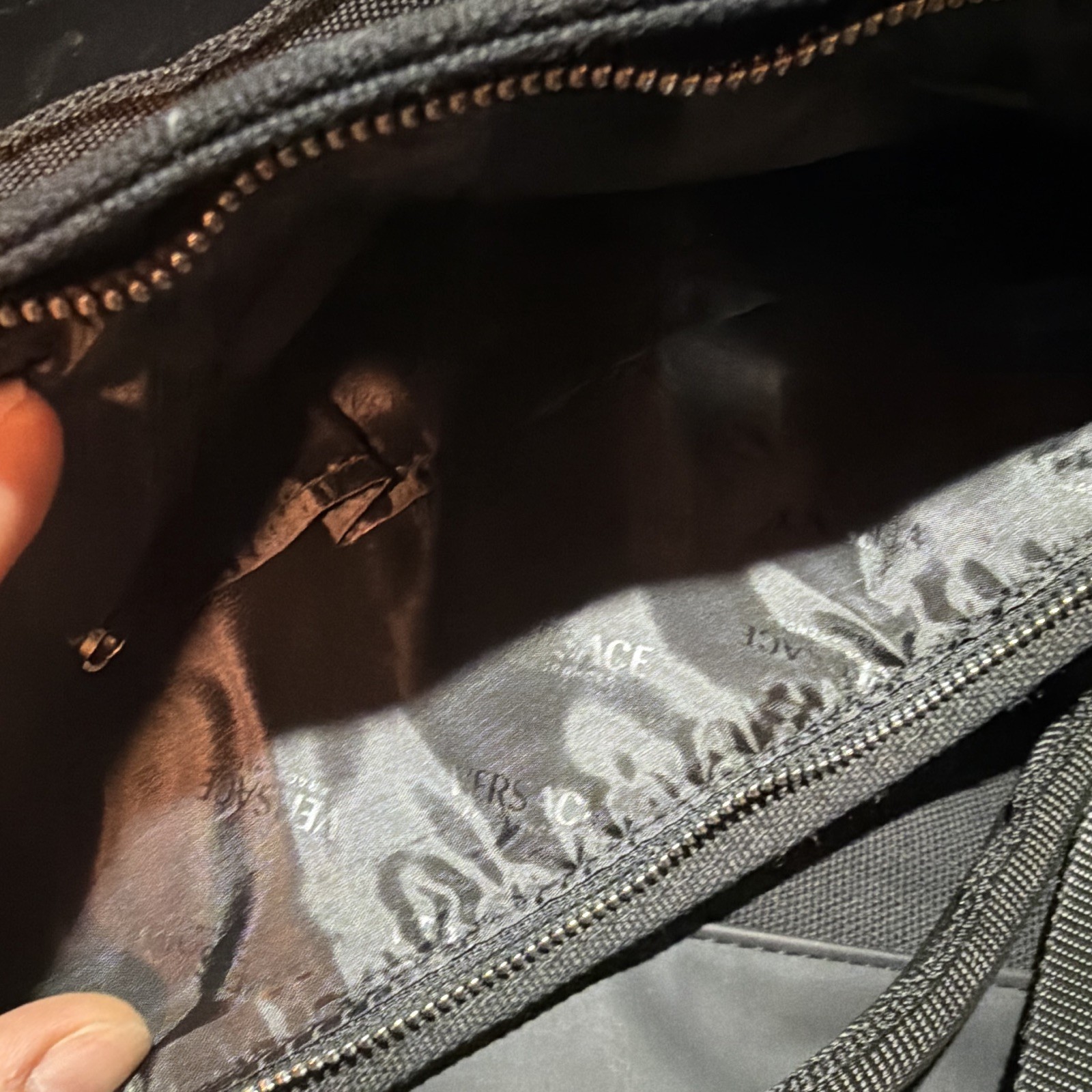 VERSACE Parfums Black Canvas Tote Bag Purse