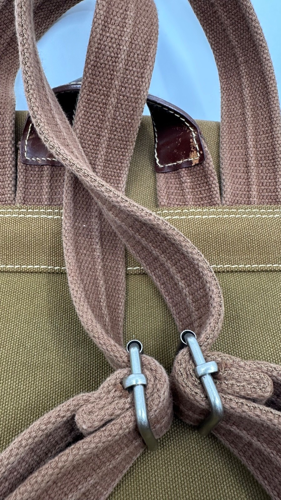 Fossil Expedition No 11552 Brown Canvas Backpack Leather Trim Rugged Goods