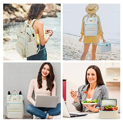 Lunch Backpack For Women 15.6 Inch Laptop Backpack With Usb Portcollege School