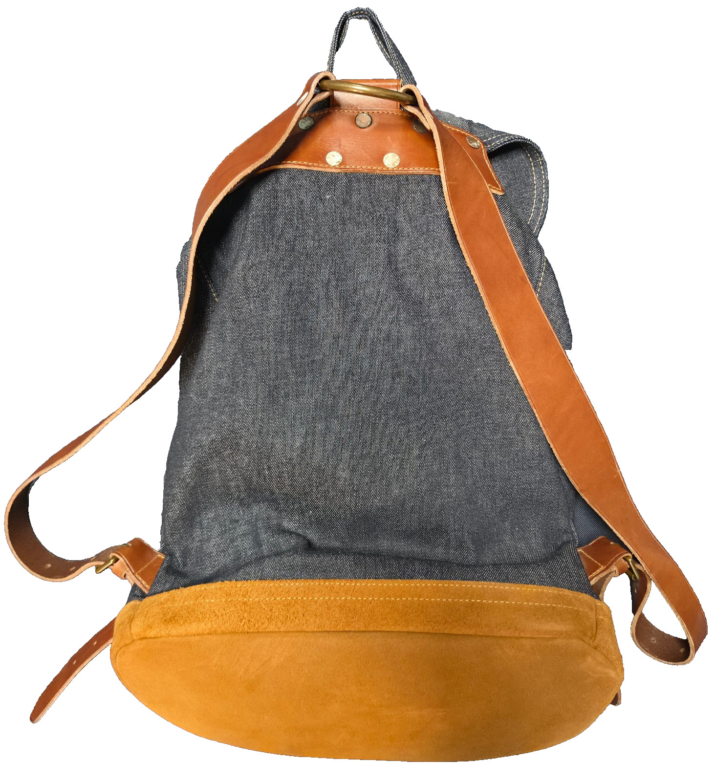 RRL • Riley Denim Rucksack w/ Leather Trim – True Indigo • Double RL