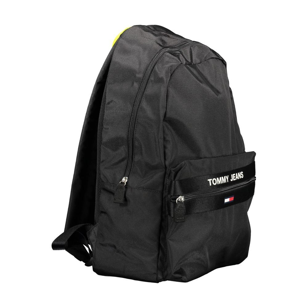 Tommy Hilfiger Black Recycled Polyester Men Backpack 100% Authentic