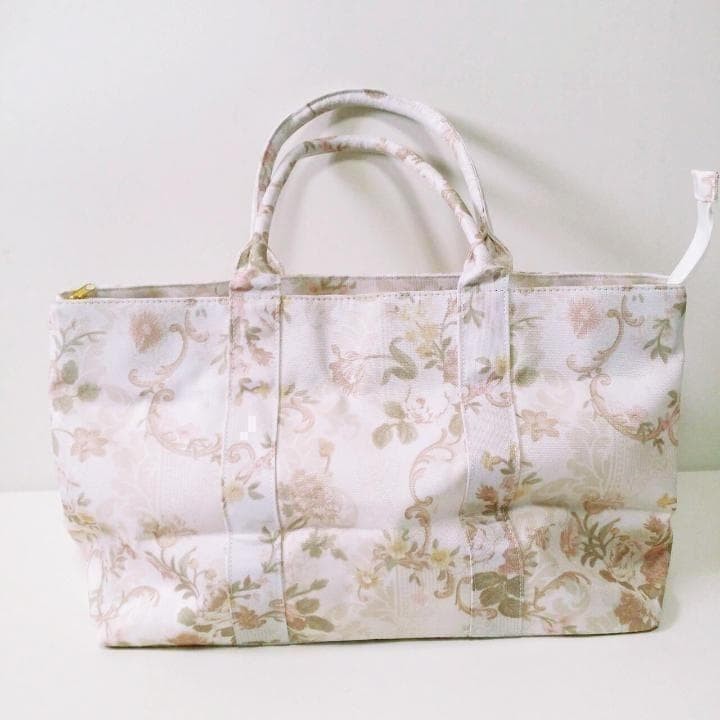 New JugeETTA Classical Floral Pattern Tote Bag White