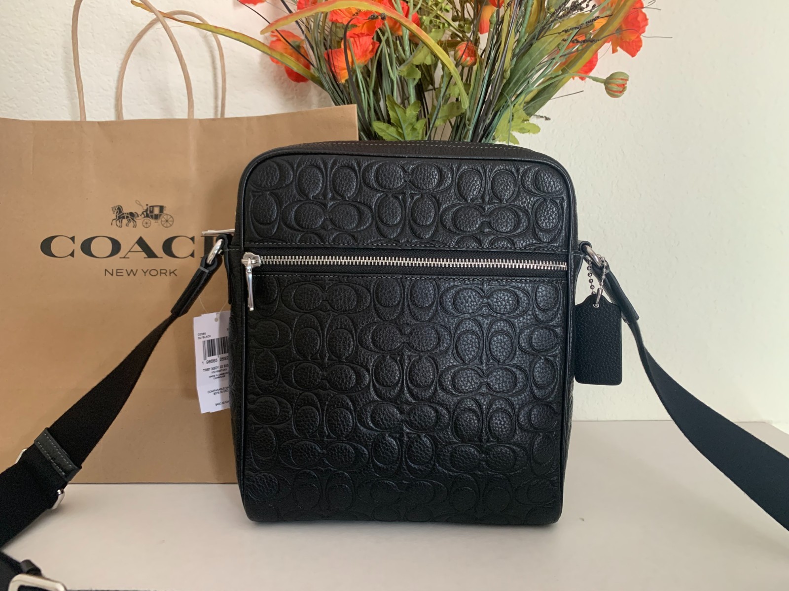 NWT Coach CES89 Men’s Tristan Crossbody Bag 22 In Signature Leather Black