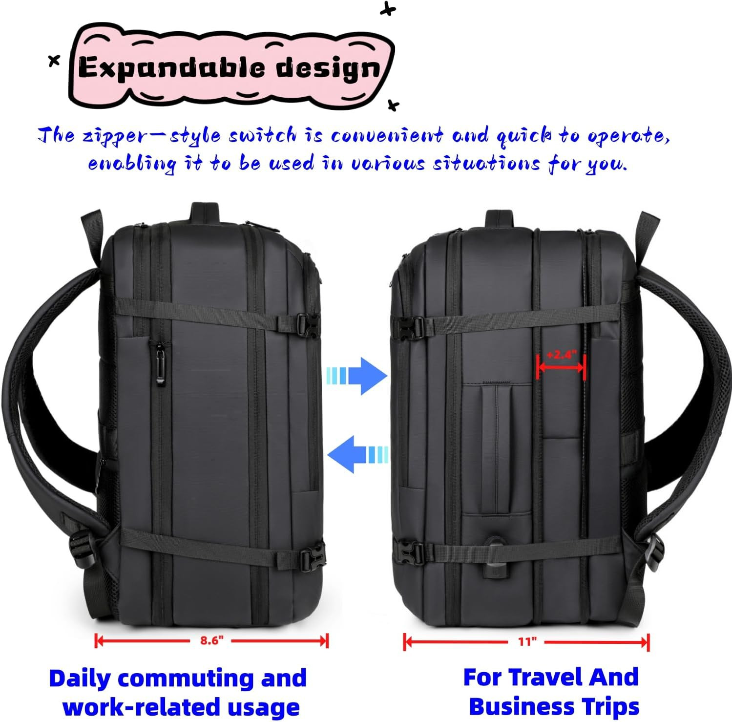 Extra Large 50L Expandable Travel Laptop Backpack Men Women,Airline Approved Tra